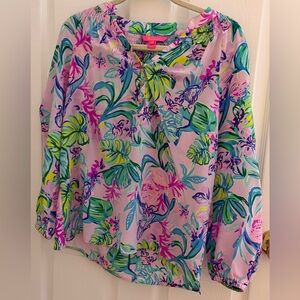 LILLY PULITZER Elsa Silk Blouse Sz XS